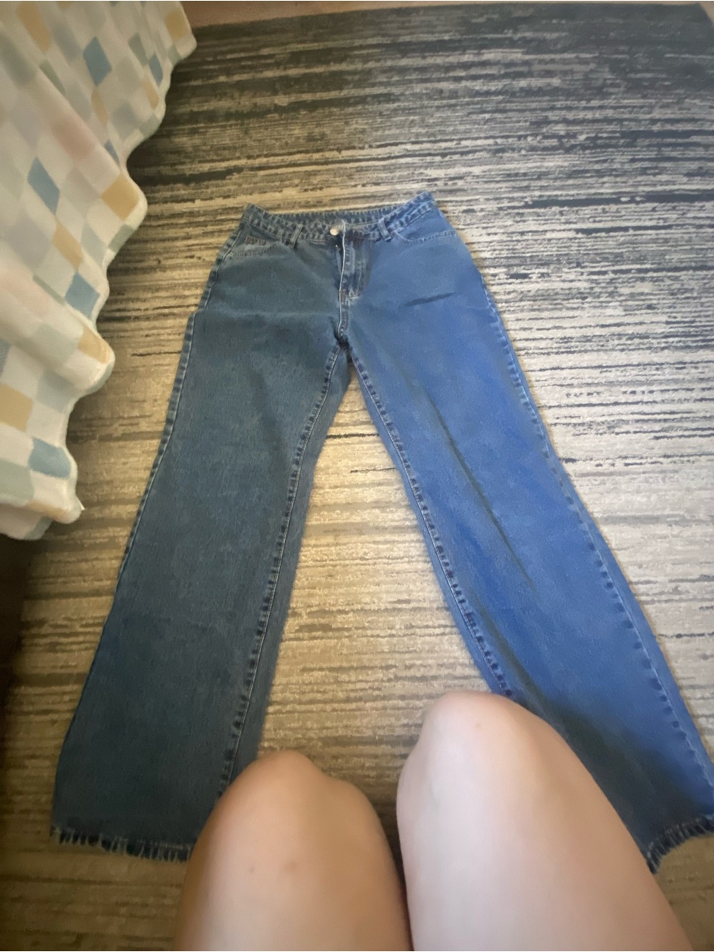 SHEIN Two-Tone Blue Flare Jeans